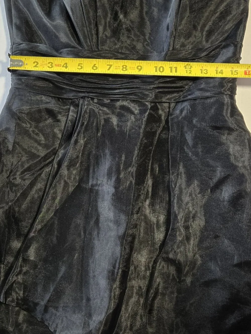 NWT David's Bridal Size 12 Black Strapless Organza Short Prom Dress Party F14335
